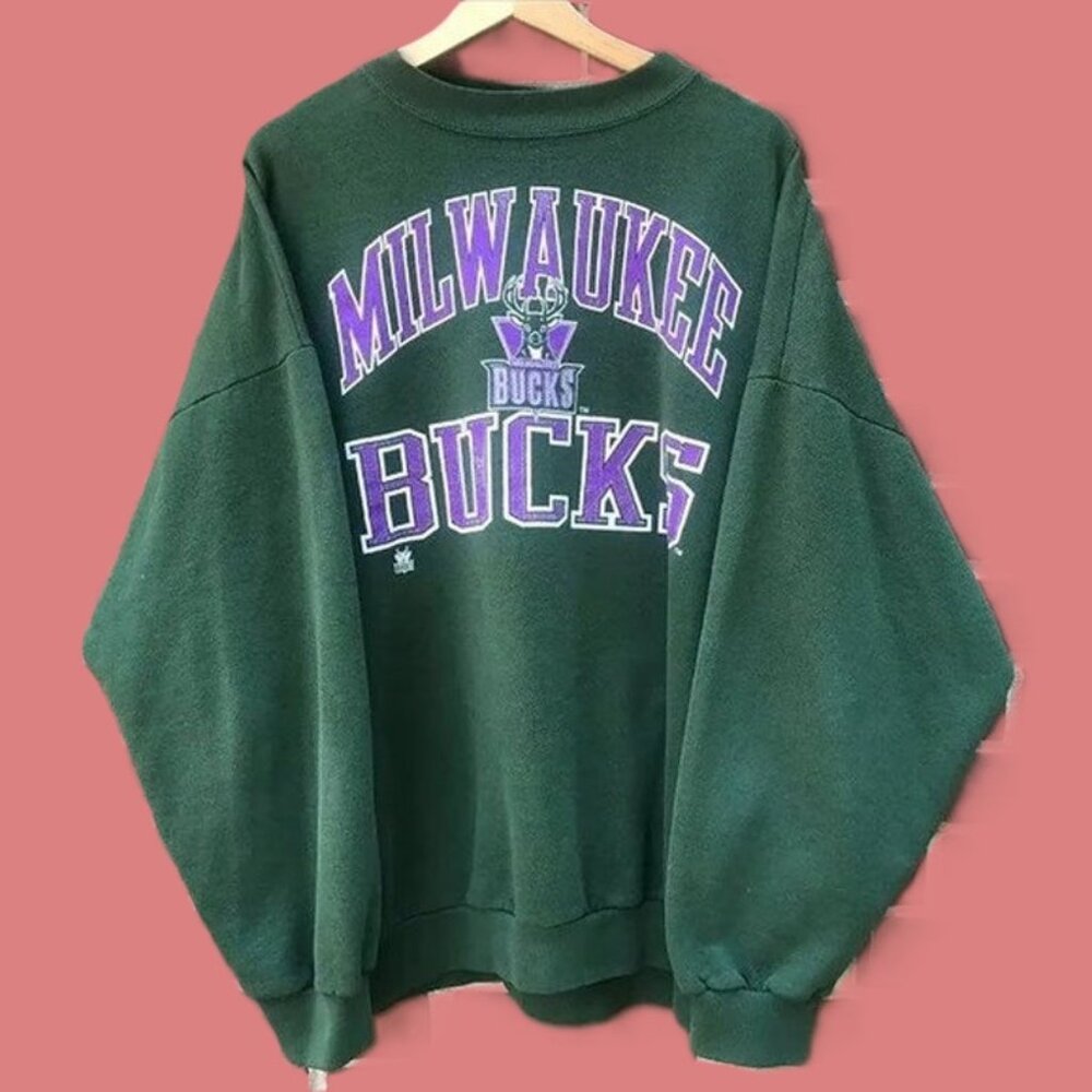 Vtg NBA Milwaukee Bucks Sweatshirt, Milwaukee Bucks NBA Basketball Shirt tee
